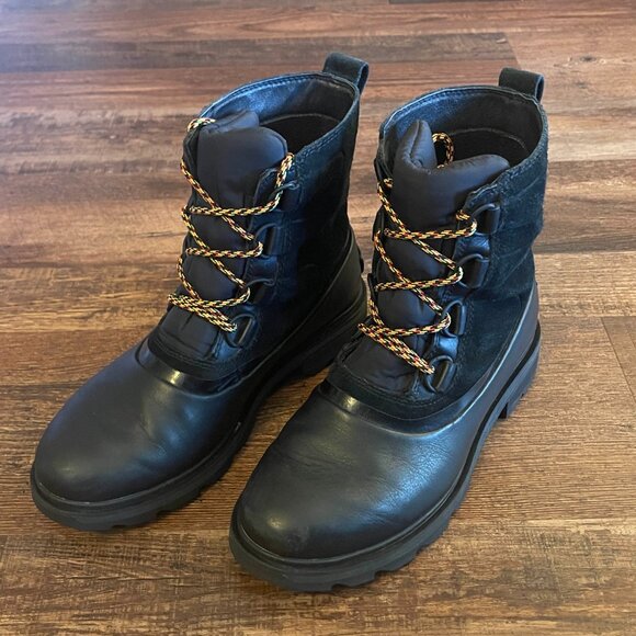 Sorel Womens Black Boots Lennox Waterproof Outdoor Duck Leather/Suede  Size 9 - Picture 4 of 13